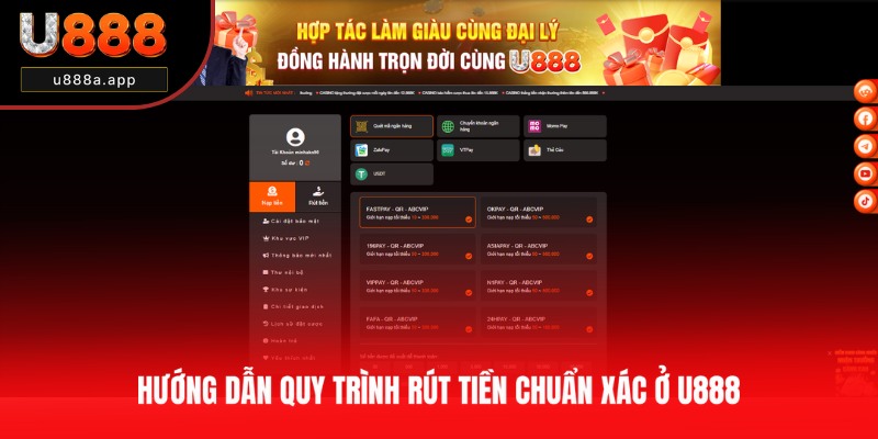 Bật mí các bước rút tiền nhanh chóng tại U888