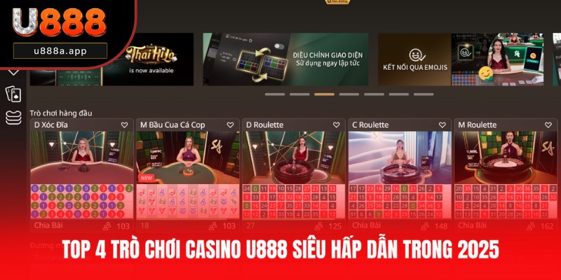 Danh sách những trò chơi sòng bạc hot ở U888